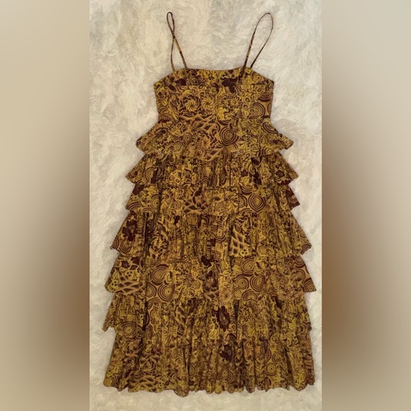 NWOT Ulla Johnson Avery tires Midi Gown in Amber Sz 4 - Picture 6 of 8